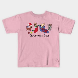 Pink Christmas Chis - smooth coat chihuahuas - christmas chihuahuas tee Kids T-Shirt